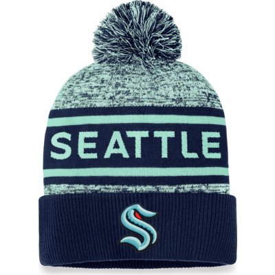 Fanatics Zimní čepice Seattle Kraken Authentic Pro Game & Train Cuffed Pom Knit Traditional Navy-Icy Blue – Hledejceny.cz