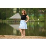 Nelly lněná dámská sukně krátká/ super soft světle modrá – Zboží Mobilmania