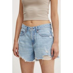 Abercrombie & Fitch Džínové šortky dámské hladké high waist KI149.4247.280 modrá