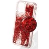 Pouzdro a kryt na mobilní telefon Apple Pouzdro 1Mcz Liquid Heart Sparkle s přesépacím efektem třpytek Apple iPhone 12, iPhone 12 Pro červené
