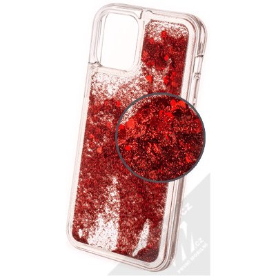 Pouzdro 1Mcz Liquid Heart Sparkle s přesépacím efektem třpytek Apple iPhone 12, iPhone 12 Pro červené – Zboží Mobilmania