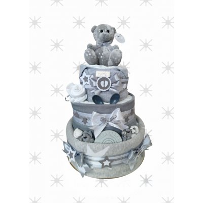 BabyDort třípatrový plenkový dort pro miminko MEDVÍDEK – Zboží Dáma