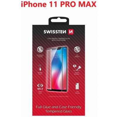Swissten sklo FullGlue , color frame, case friendly Apple iPhone 11 pro max černé 83860 – Zboží Živě