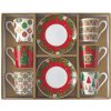 Hrnek a šálek Easy Life Vánoční porcelánový set šálky s podšálky na espresso Jingle Bells 6 x 100 ml