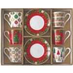 Easy Life Vánoční porcelánový set šálky s podšálky na espresso Jingle Bells 6 x 100 ml – Zbozi.Blesk.cz