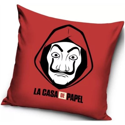 Carbotex Polštář Papírový dům La casa de papel Money Heist červený 40x40 – Hledejceny.cz