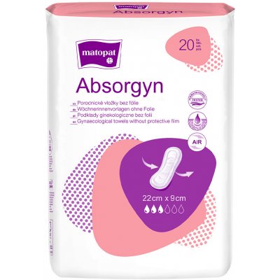 Absorgyn poporodní gynekologické vložky bez folie 22 cm x 9 cm 20 ks – Zboží Dáma