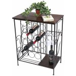 DanDiBo Stojan na víno s dřevěnou policí 12977 s držákem na sklenice 83 cm Hnědý kovový – HobbyKompas.cz