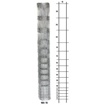Lesnické pletivo uzlové - výška 160 cm, drát 2,0/2,8 mm, 15 drátů