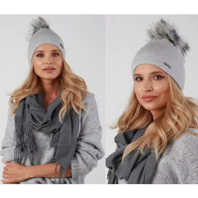 Fashionweek dámská zimní čepice s bambulí Multicolor ZIZI-P8 světle šedý – Hledejceny.cz