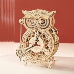 ROBOTIME Rokr 3D dřevěné puzzle Stolní hodiny s časovačem Sova 161 ks – Zboží Dáma
