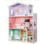 KIK KX5219 Dřevěný domeček pro panenky + nábytek pastel 114cm – Zboží Dáma