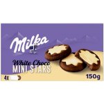 Milka White Choco Mini Stars kakaové sušenky, mléčná náplň a bílá čokoláda 150 g – Sleviste.cz