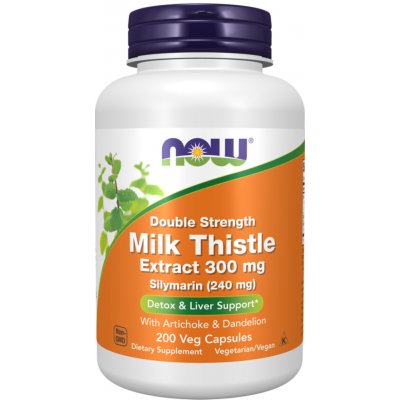 Now Double Strength Silymarin milk thistle extract 300 mg 200 rostlinných kapslí – Hledejceny.cz