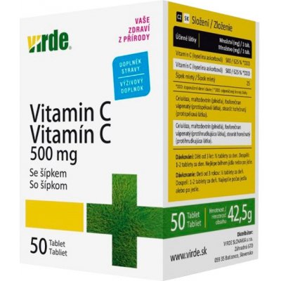 Virde Vitamin C 500 mg se šípkem 50 tablet – Zbozi.Blesk.cz