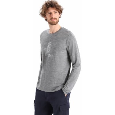 Icebreaker Mens Tech Lite II LS Tee Skiing Yeti Gritstone Heather – Zboží Mobilmania