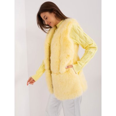Italy Moda chlupatá kožíšková vesta at-kz-2368.00p light yellow – Zboží Mobilmania