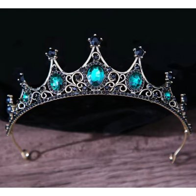 B-Top vintage pozlacená korunka do vlasů s černými a zelenými krystaly – Zboží Dáma B-Top vintage pozlacená korunka do vlasů s černými a zelenými krystaly – Zboží Dáma