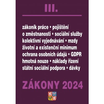 Zákony III / 2024 - Zákoník práce, Pojištění, Sociální služby – Zbozi.Blesk.cz