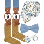 Bubibubi Modrá sada Milly s pleteným motýlkem a kšandami – Zboží Dáma