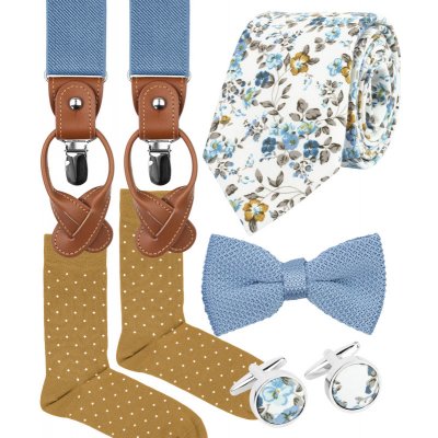 Bubibubi Modrá sada Milly s pleteným motýlkem a kšandami – Zboží Dáma