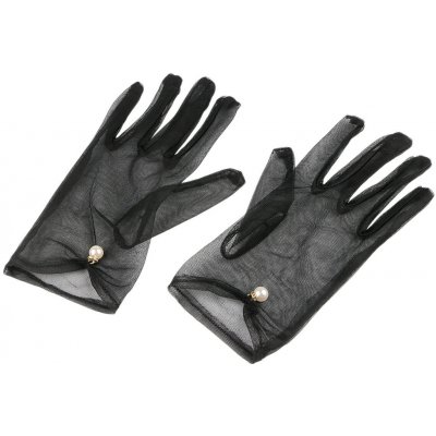 Společenské rukavice tylové s perlou černá – Zboží Dáma