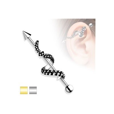 Piercingate Industrial piercing s chapadlem PIN00034 stříbrná – Zboží Mobilmania
