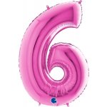 GRABO Balonky Foliový balónek, 102cm, číslice "6", růžový