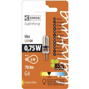 Emos LED žárovka Classic JC A++ 0,75W G4 Teplá bílá