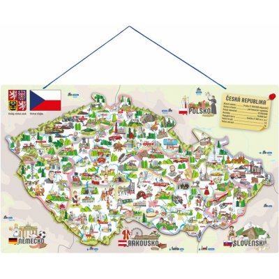 Woodyland magnetická mapa ČR s obrázky a společenská hra 3 v 1 – Zboží Mobilmania