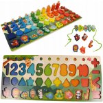 Lux vzdělávací puzzle s čísly tvary zvířata a barvama – Zboží Mobilmania