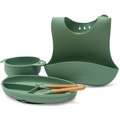 New Baby Dětská silikonová jídelní sada zelená – Zboží Mobilmania
