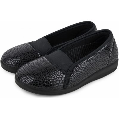 Vlnka dámské široké baleríny s pružným nártem černá – Zboží Dáma