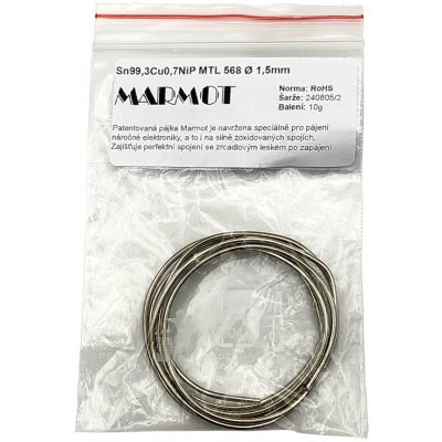 Bezolovnatá pájka MARMOT MTL 568 1.5mm 10g (Sn99.3Cu0.7NiP) – Hledejceny.cz