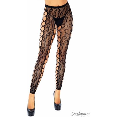 Leg Avenue Punčochové kalhoty s leopardím vzorem a sexy otvory – Zboží Mobilmania