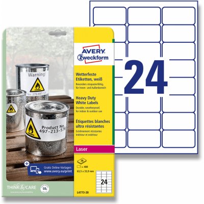 Avery Zweckform 63,5 x 33,9 mm L4773-20 – Zboží Mobilmania