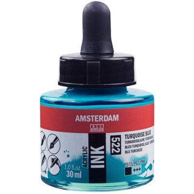 Amsterdam Acrylic Ink 522 Turqoise Blue 30 ml – Sleviste.cz
