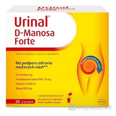 Urinal D-Manosa Forte prášek malinová příchuť 20 sáčků – Hledejceny.cz