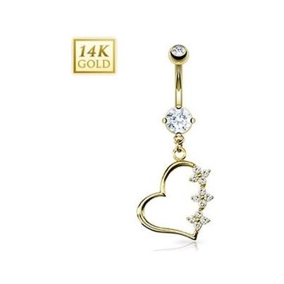 Šperky4U zlatý piercing do pupíku srdíčko ZL01078-YG – Zbozi.Blesk.cz