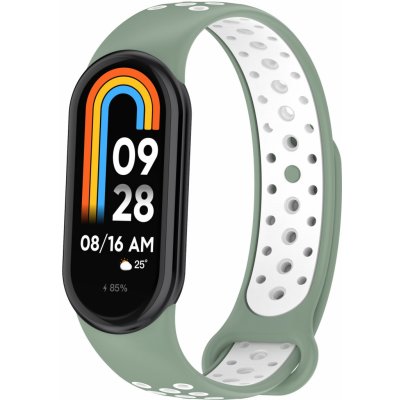 Xiaomi Mi Smart Band 8/9/10 náhradní náramek - Sportovní prodyšný perforovaný Zeleno bílá MBSCZ-SPP807 – Zboží Živě
