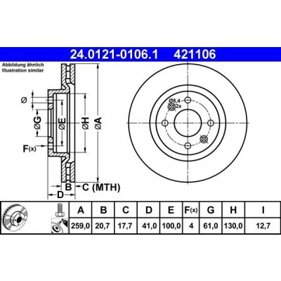 Brzdový kotouč ATE 24.0121-0106.1