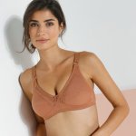 sada 2 bavlněných polovyztužených podprsenek bez kostic oříšková+pudrová – Zbozi.Blesk.cz