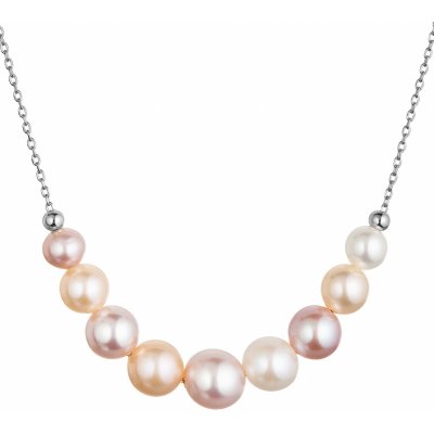 Evolution Group Stříbrný náhrdelník s barevnými říčními perlami 22046.3 multi