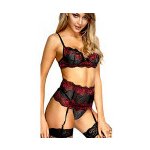 bdsm-bondage-shop Elegantní třídílná krajková sexy souprava 5153 Wine-Red – Zboží Mobilmania