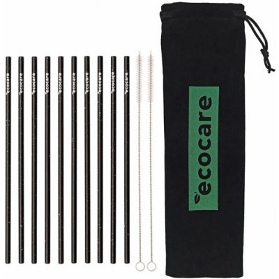 Ecocare Ekologická kovová brčka Černé se vzorem 10 ks – Zbozi.Blesk.cz