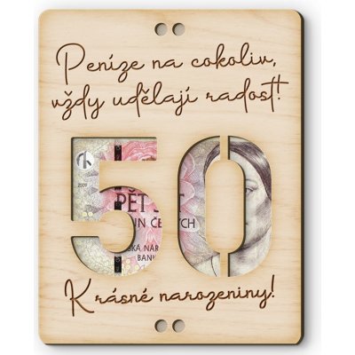 Dřevěná obálka na peníze - Krásné narozeniny 50 – Zboží Živě