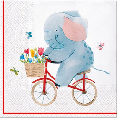 Paw ubrousky L Elephant on Bike 33x33cm