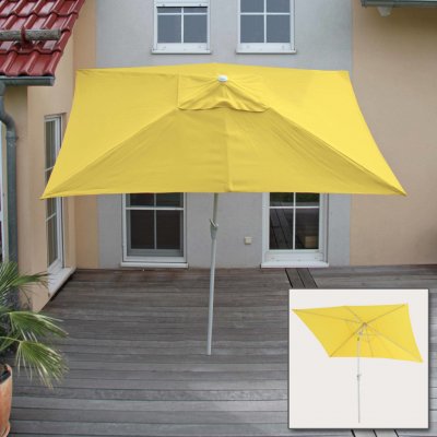 Mendler Slunečník N23, zahradní slunečník, 2x3m obdélníkový nakloněný, polyester/hliník 4,5kg UV ochrana 50+ žlutá – Zbozi.Blesk.cz