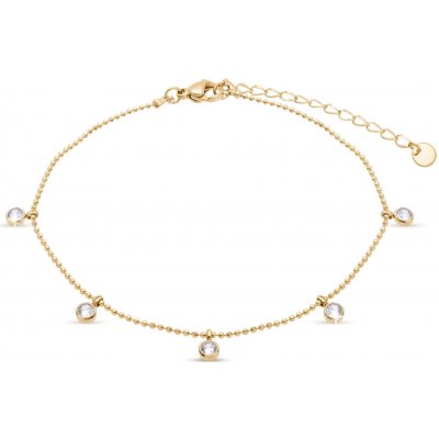 biju Řetízek na nohu s pozlacením a visacími zirkony 3002015 – Zboží Dáma