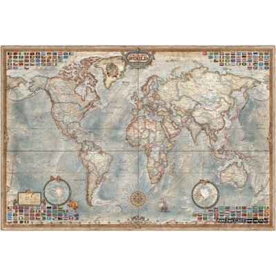 RayWorld Svět - nástěnná mapa Ray World Executive 136 x 92 cm Varianta: bez rámu v tubusu, Provedení: laminovaná mapa v lištách – Sleviste.cz